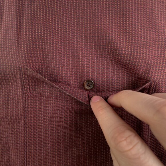 Scott Barber Button Up Shirt Men Large Red Check All Cotton Soft Long Sleeve - Picture 10 of 13